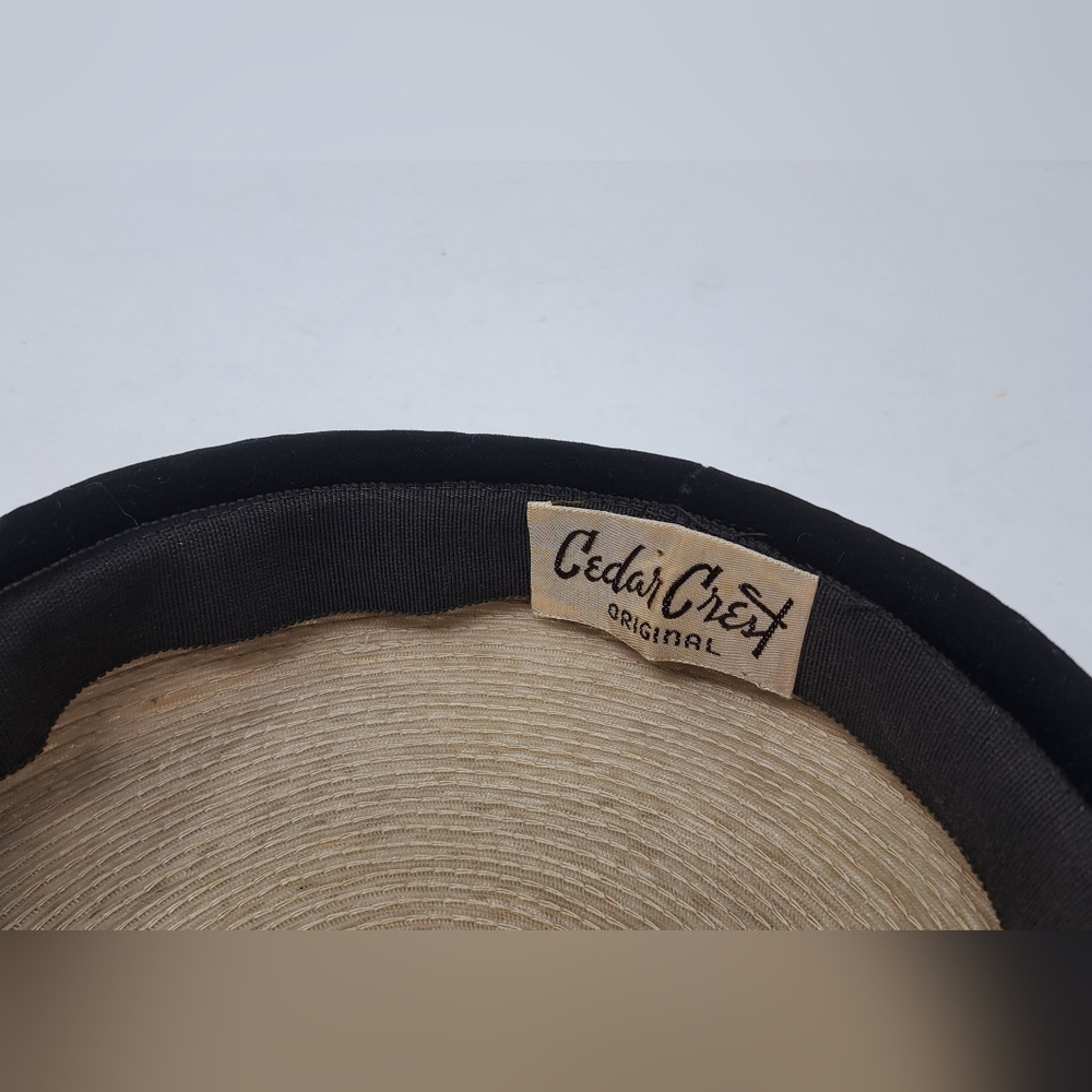 Cedar Crest Original Women's Vintage 60s 50s Hat Straw Beret Oval Size 7 - Picture 9 of 15